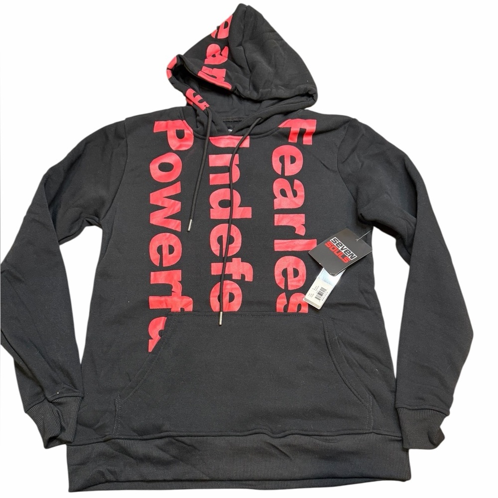 Seven Souls Fearless Undefeated Powerful Hoodie‎ Black Red Small NWT